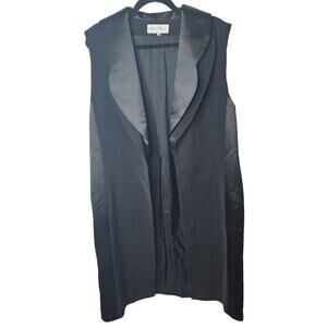 Anne French Couture Open-front Black Tuxedo Style Long Vest, Size 48
